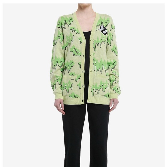 Her Universe Ghostbusters Slimer Glow-In-The-Dark Cardigan size Small - Picture 2 of 3